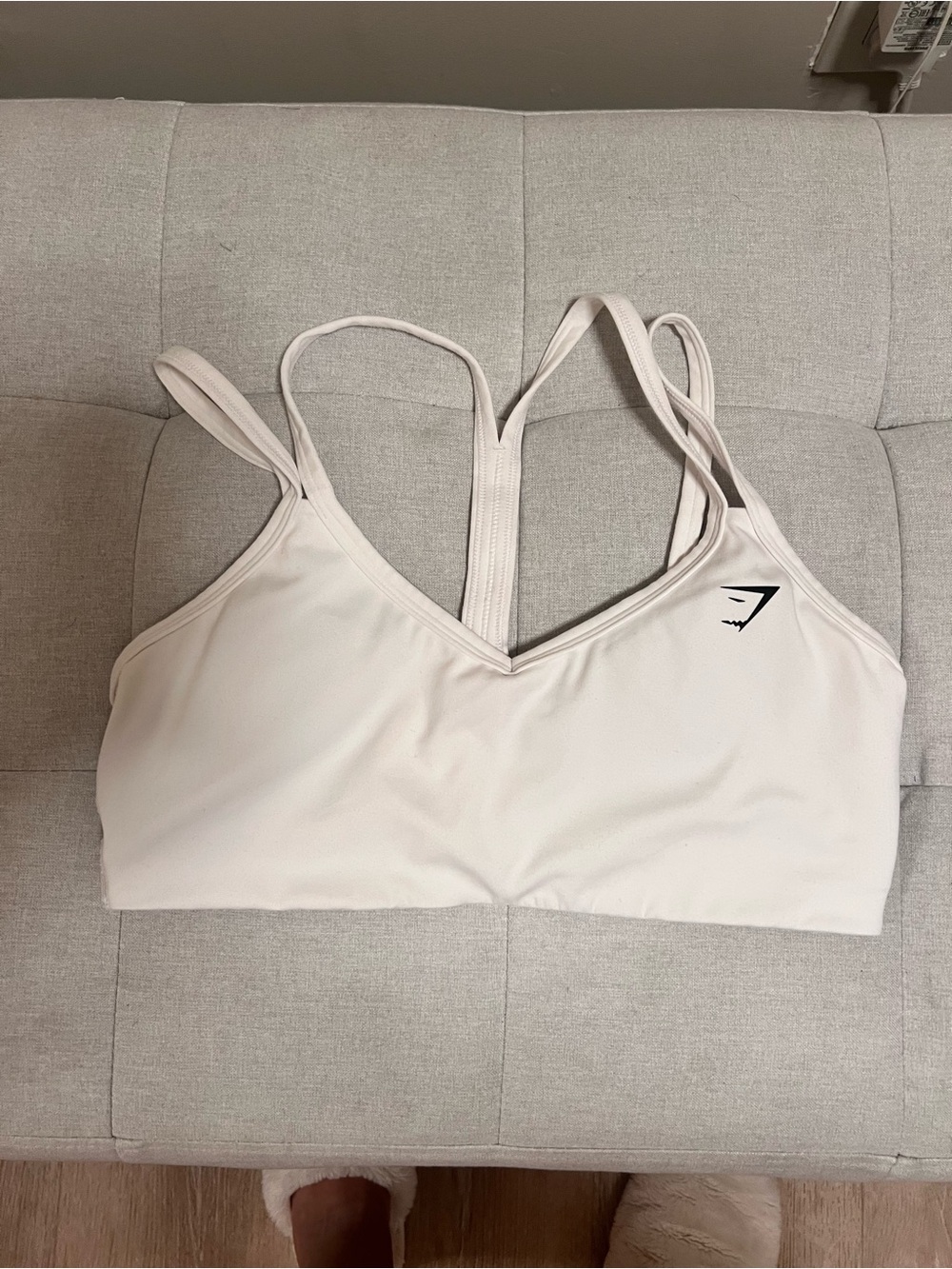 Gymshark white V-Neck Strappy Sports Bra